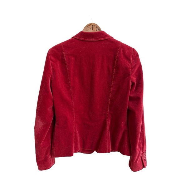 Moschino Red Velvet Classic 2 Button Blazer Notched Lapel Womens Size 10 - Picture 2 of 15
